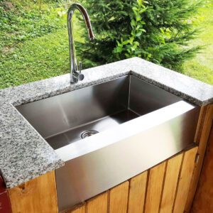 Set complet Chiuveta bucatarie inox CookingAid FARMHOUSE Apron Large cu 4 accesorii + baterie CookingAid Newmix 90 Chrome