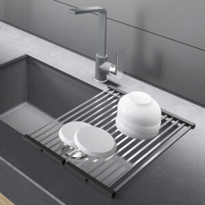 Scurgator multifunctional / Gratar / Suport vase pliabil inox CookingAid Folding Mat pentru chiuvete