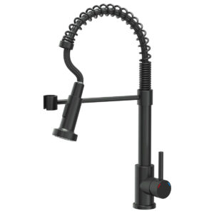 Baterie CookingAid Salma Black cu furtun dus detasabil / flexibil + buton jet/dus si finisaj Negru mat