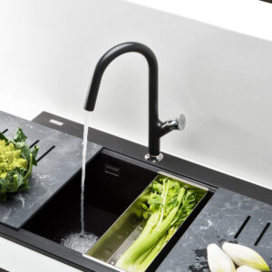 Baterie CookingAid PARMIX BLACK rotativa 170° si finisaj Negru metalic
