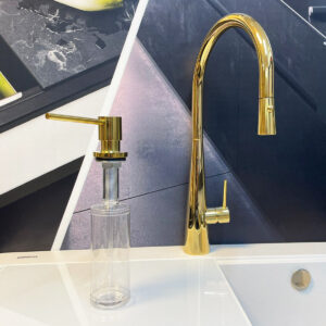 Dozator Sapun auriu Tasca 051.SG Gold cu recipient din ABS transparent