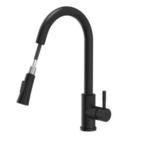 Baterie CookingAid Julia Black cu furtun dus extractibil + buton jet/dus si finisaj negru mat