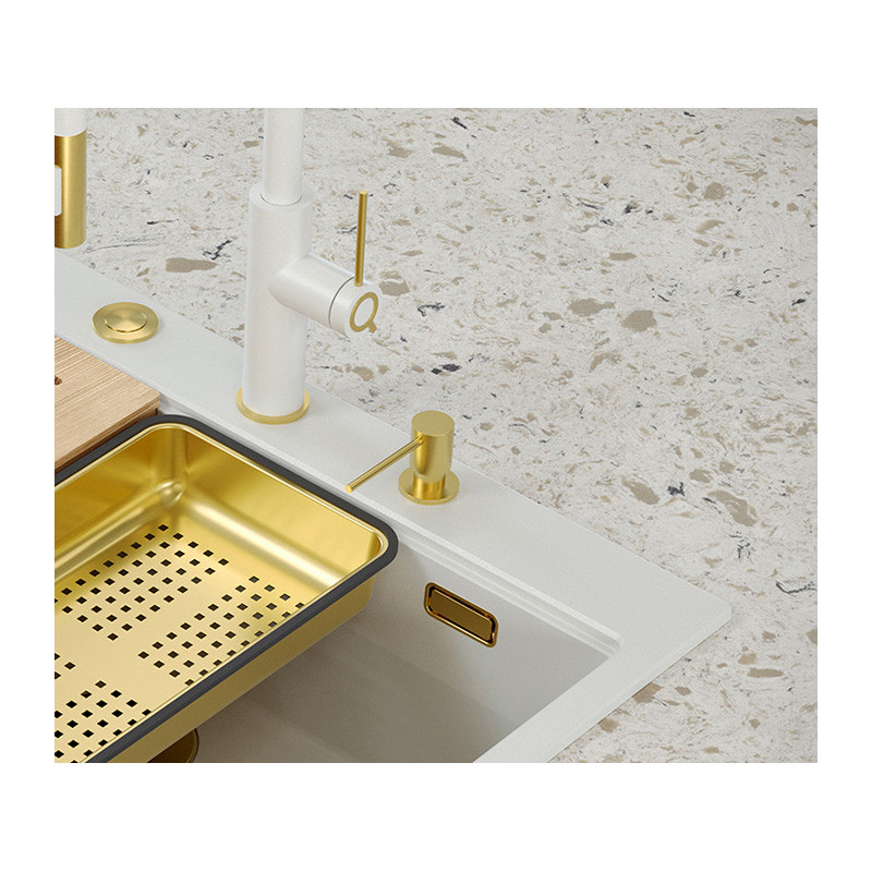 Dozator Sapun Elleci Zoe Auriu Periat / Gold cu recipient din ABS transparent - imagine 2